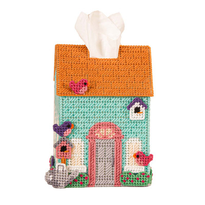 Herrschners  Garden Abode Tissue Box - May Plastic Canvas Kit