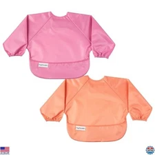 Tiny Twinkle Mess Proof Baby Bibs, 2pk Waterproof Smock Baby Bibs for Eating,
