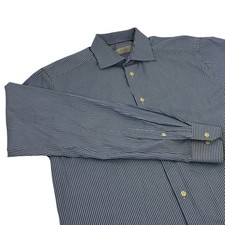Eton Contemporary York Dress Shirt Men's 16 41 White Blue Stripes