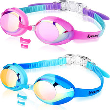 Kids Swim Goggles for Toddler Kids Youth 3-12 ,Anti-Fog Waterproof Anti-Uv Clear