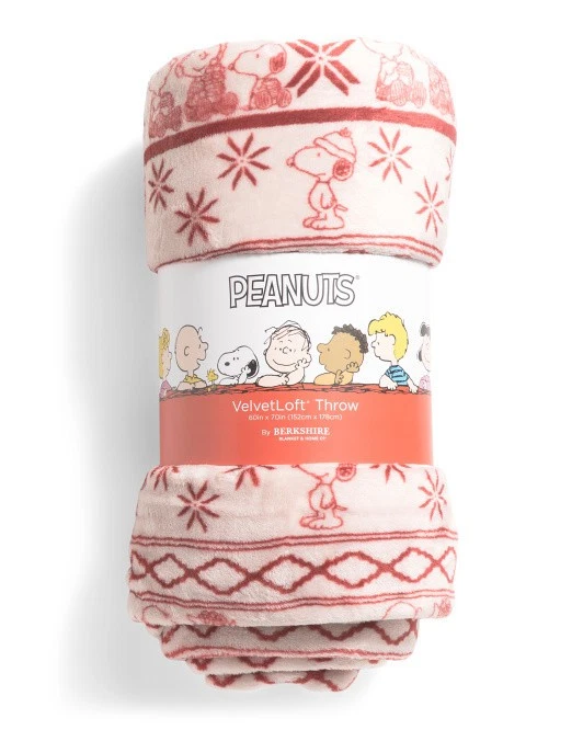 Manta Peanuts Snoopy ROSA Acogedora Fairisle Berkshire Vacaciones Invierno-60x70 pulgadas Foto 3 de 3