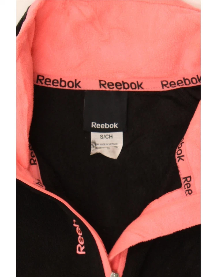 Jersey polar REEBOK para mujer con cremallera cuello Reino Unido 10 pequeño negro poliéster CH06 Foto 3 de 3