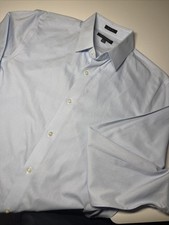 Banana Republic Men's Button-Down Dress Shirt Slim Fit Sz L 16-16.5 Blue No Iron