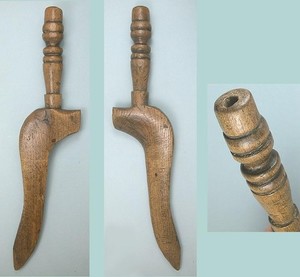 Antique Carved Wood Goose Wing Knitting Sheath / Stick * English * Circa 1870s