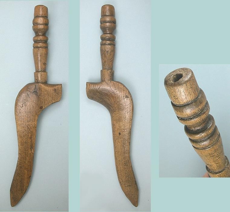 Antique Carved Wood Goose Wing Knitting Sheath / Stick * English * Circa 1870s