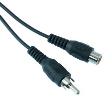 Black 3m Male Plug to Female Socket RCA Phono Extension Cable Lead Audio Video