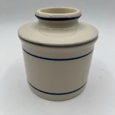 Norpro Butter Bell Butter Keeper Crock Beige with Blue Stripe 4" Tall