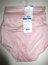 Warners BIKINI Panties 2-Pair No Pinching Lace 5509 Pink floral microfiber 8/XL