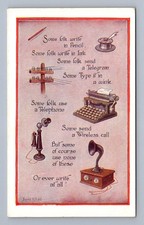 Antique communication methods pencil ink typewriter telephone 1915 thumbnail