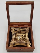 Brass Sundial Compass in Glazed Wooden Display Box West London Maritime