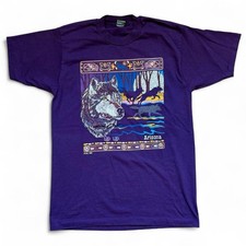 Vintage 1992 Arizona Wolves Purple Graphic Tee Adult Size Large Made In USA 90s