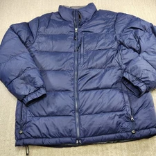 LL Bean Puffer Jacket Men Large Goose Down 800 Heavy Full Zip Blue Bubble Hiking