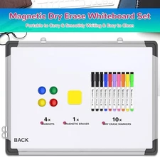 Monthly Calendar Whiteboard Dry Erase Cork Board Combo for Wall, 24" X 18" Doubl