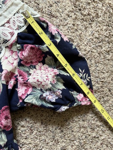 Girls Dress Size 10 1/2 BONNIE JEAN Large Floral Print Pointed Lace Trim - Picture 5 of 14