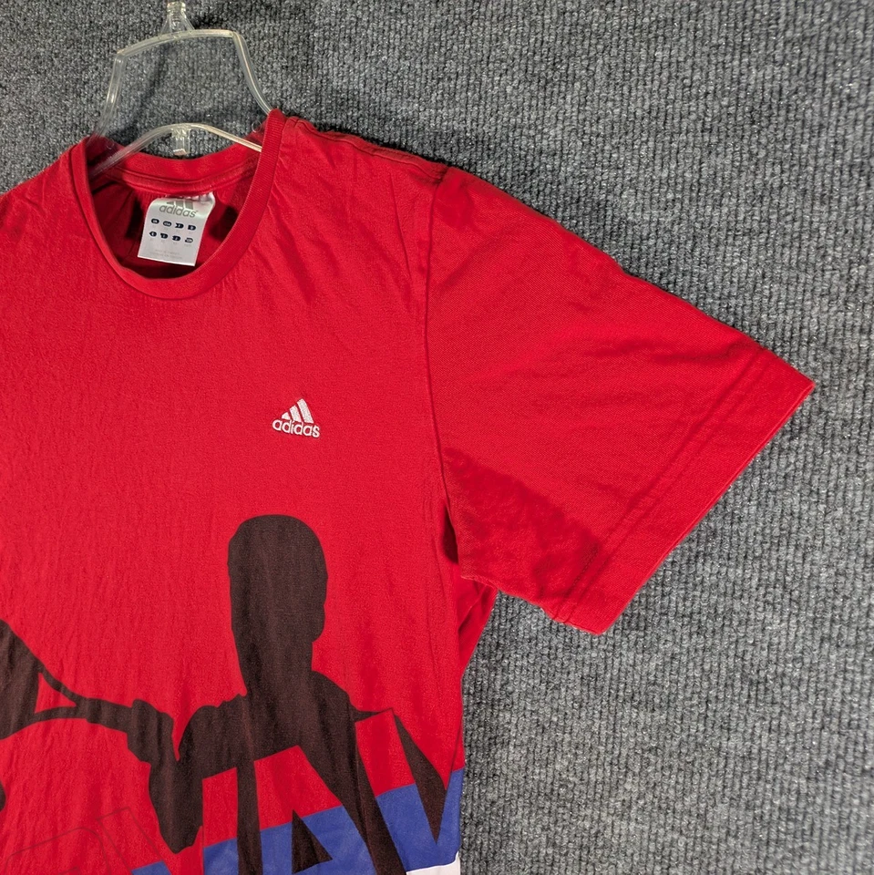 Adidas Novak Djokovic Hombres XS Camiseta Tenis Rojo Azul Bandera Serbia Gráfico Grande Foto 3 de 4