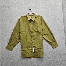 Van Heusen Men Button Up Shirt 17X32 Olive Long Sleeve Poplin NWT