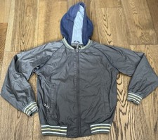 Next Boys Grey Nylon Hooded Bomber Jacket Full Zip Skull - Age 11 Years