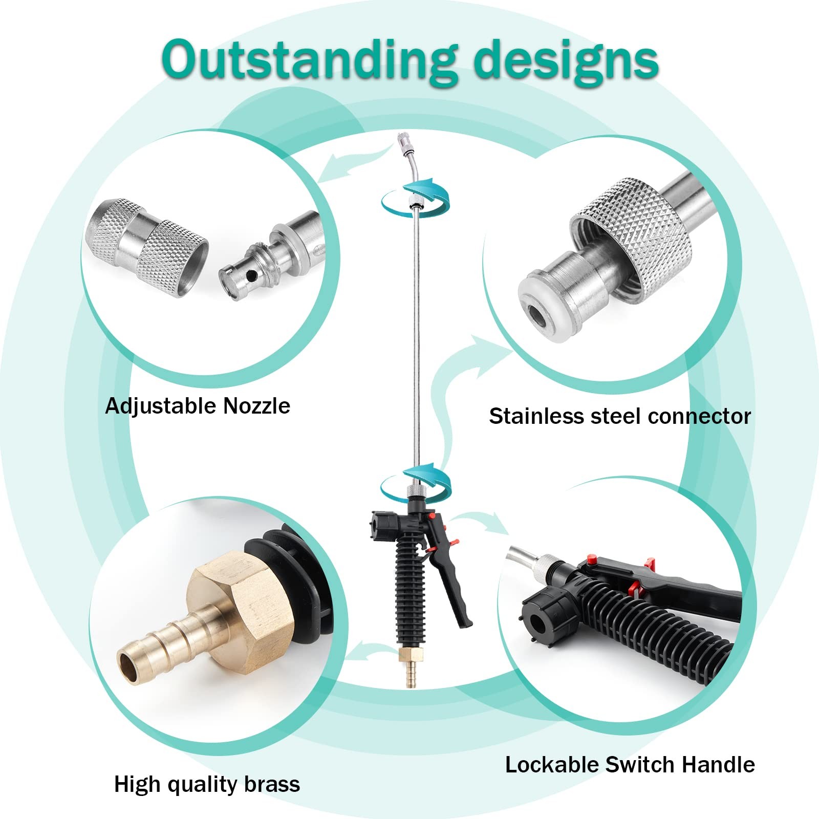 29 Inches Adjustable Universal Sprayer Wand with 3/8 inch Brass Barb Shut off