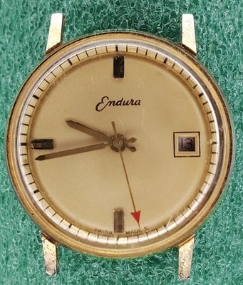 lot C2237 Mens Endura Red Arrow Fancy Manual Wind Vintage Old Watch Parts