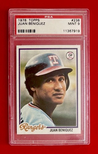 1978 TOPPS JUAN BENIQUEZ #238 Graded Baseball Card PSA 9 TEXAS RANGERS Vtg