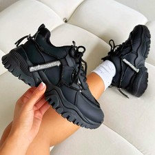 Lemonade Crystal Track Luxe Chunky Trainers Black