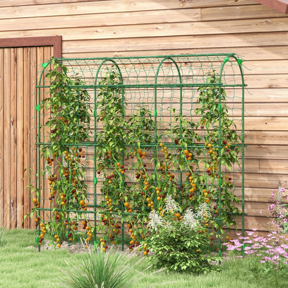 Grille à vrilles réglable en acier vert pour plantes grimpantes de jardin 43x182x183cm