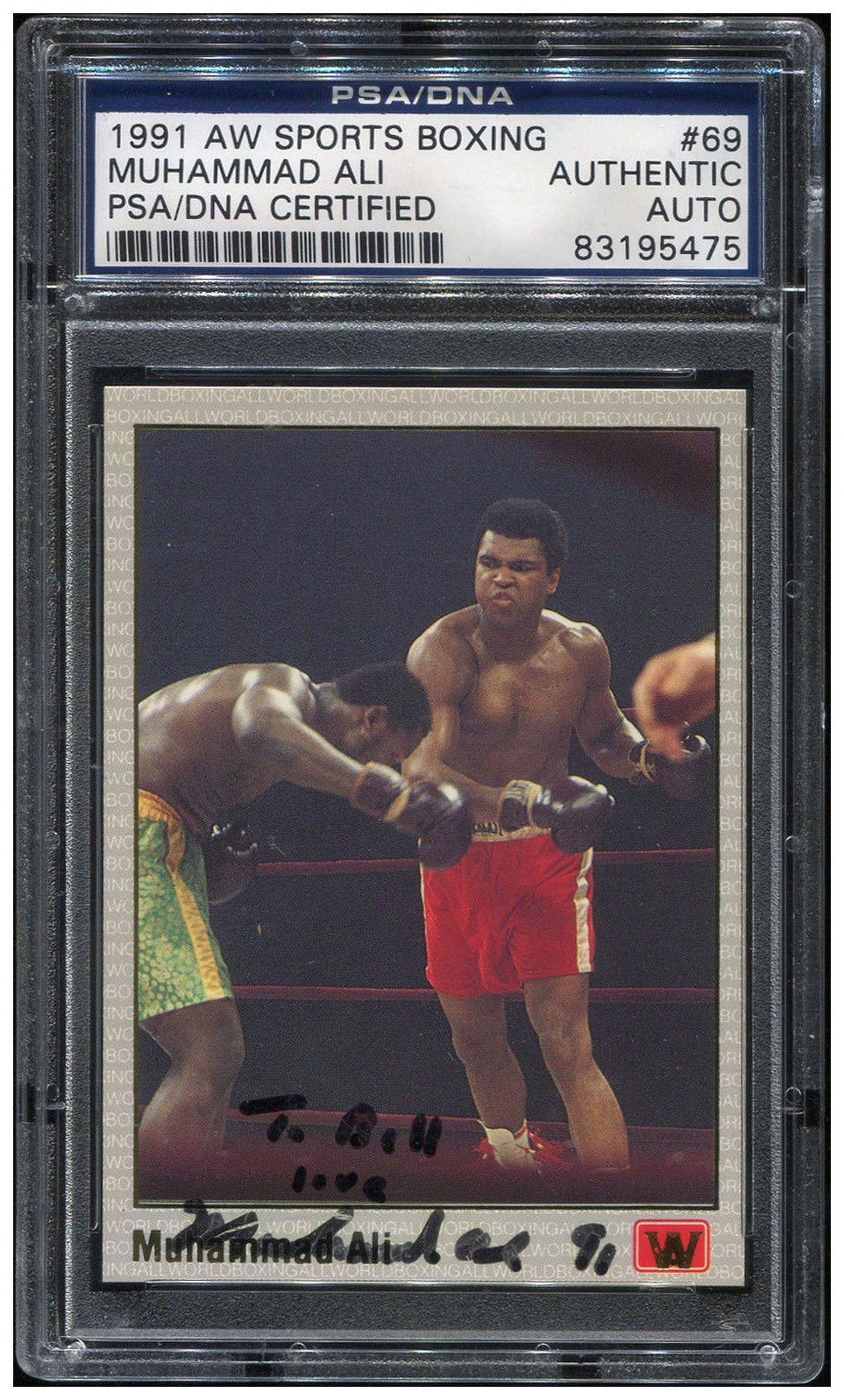 Muhammad Ali Signed 1991 AW Sports Boxing Autograph PSA DNA Auto Inscribed Love view 1