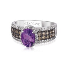 LeVian Amethyst Ring 1 1/2 ct Cocktail Purple Statement in 14K White Gold Size 6