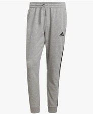 Adidas Men's Standard Essentials Fleece Tapered Cuff 3Stripes Pants, Medium Grey
