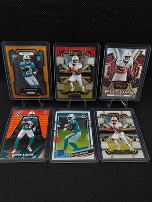 Miami Dolphins De Von Achane 6-Card Rookie Lot (Prizm Lazer & Prizm Die-Cut)