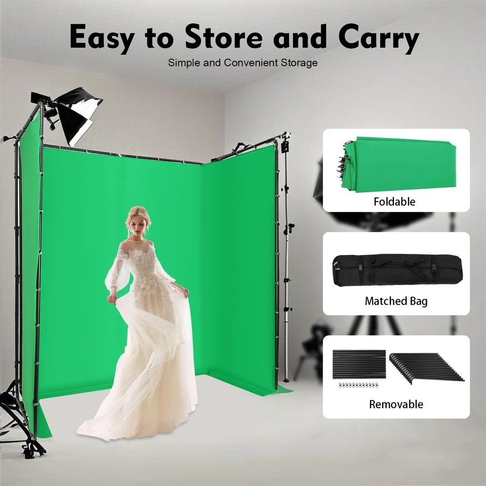 13.12*7.87ft Photography Backdrop Stand Kit with Green Cloth For Photo Studio - Image 3 of 4