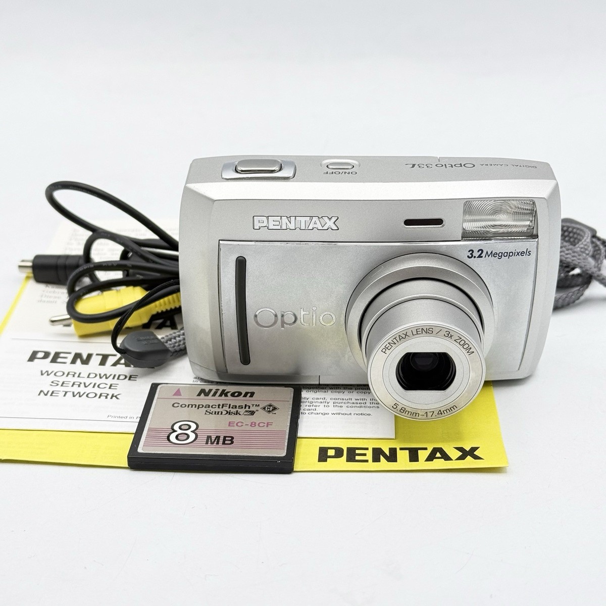 Vintage Pentax Optio 33L 3.2MP Digital Camera Flipscreen w/CF Card