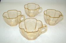 Moser Bohemian Glass 4 Quatrefoil Cups