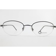 Modern Camille Gunmetal Eyeglasses Oval Semi-Rimless Metal Frames 51-19-135