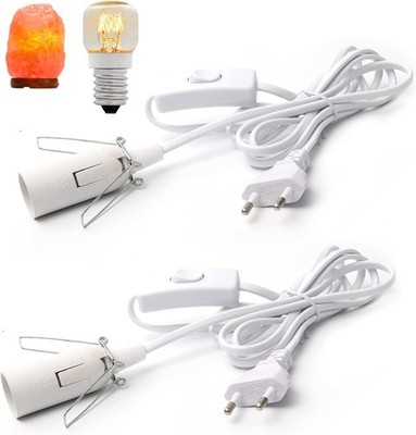 Lampenfassung E14 mit Schalter Kabel 1,8m Salzstein Lampe Lampenkabel EU-Stecker
