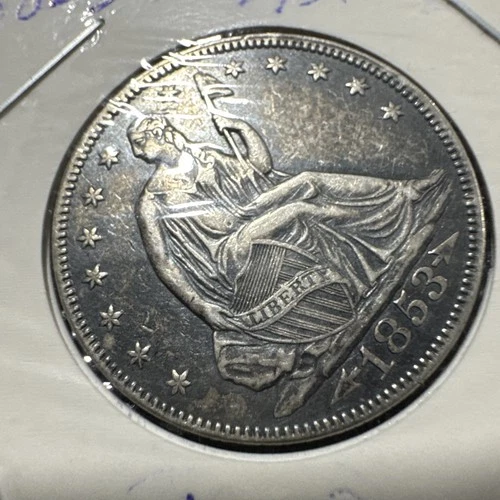 1853 Arrows & Rays Seated Liberty Silver Half Dollar Coin AU+ Really Nice Coin