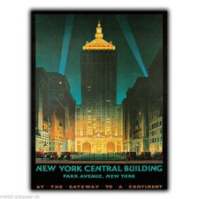SIGN METAL WALL PLAQUE NEW YORK CENTRAL BUILDING Retro Vintage poster art print 
