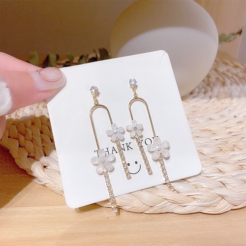 Crystal Flower Dangle Drop Earrings for Women, Elegant Flower Earrings,Gifts - Picture 3 of 5