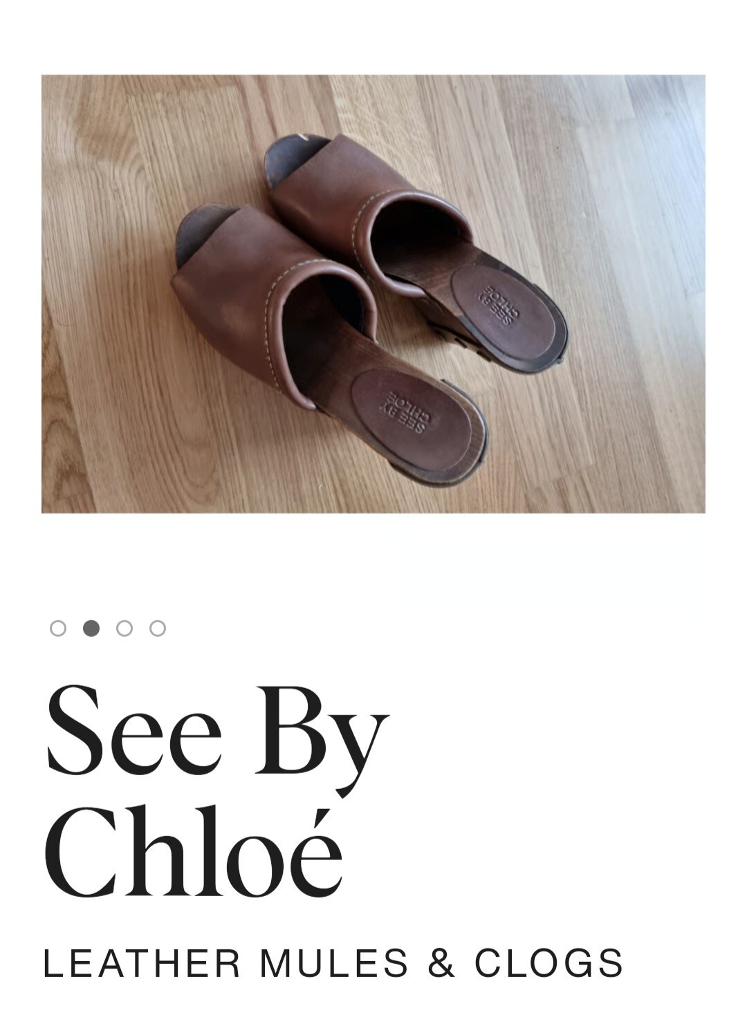 See by Chloe Shoes Heels Clog Wooden Wedge Leather Stud Brown 38 European