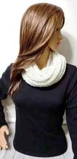 handmade crochet womans infinity scarf cowl double wrapped aran white new