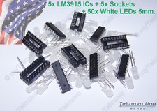 5x LM3915 IC Bargraph Driver  5x Sockets  50x White Diffused 5mm LED - USA