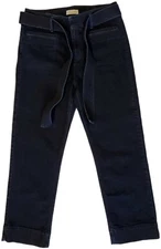 Loft Women's High Waist Straight Leg Capri Dark Wash Jeans Size 30 With Belt 