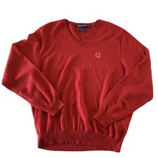 Polo Golf Men's V Neck Cotton Pullover Sweater Red Large