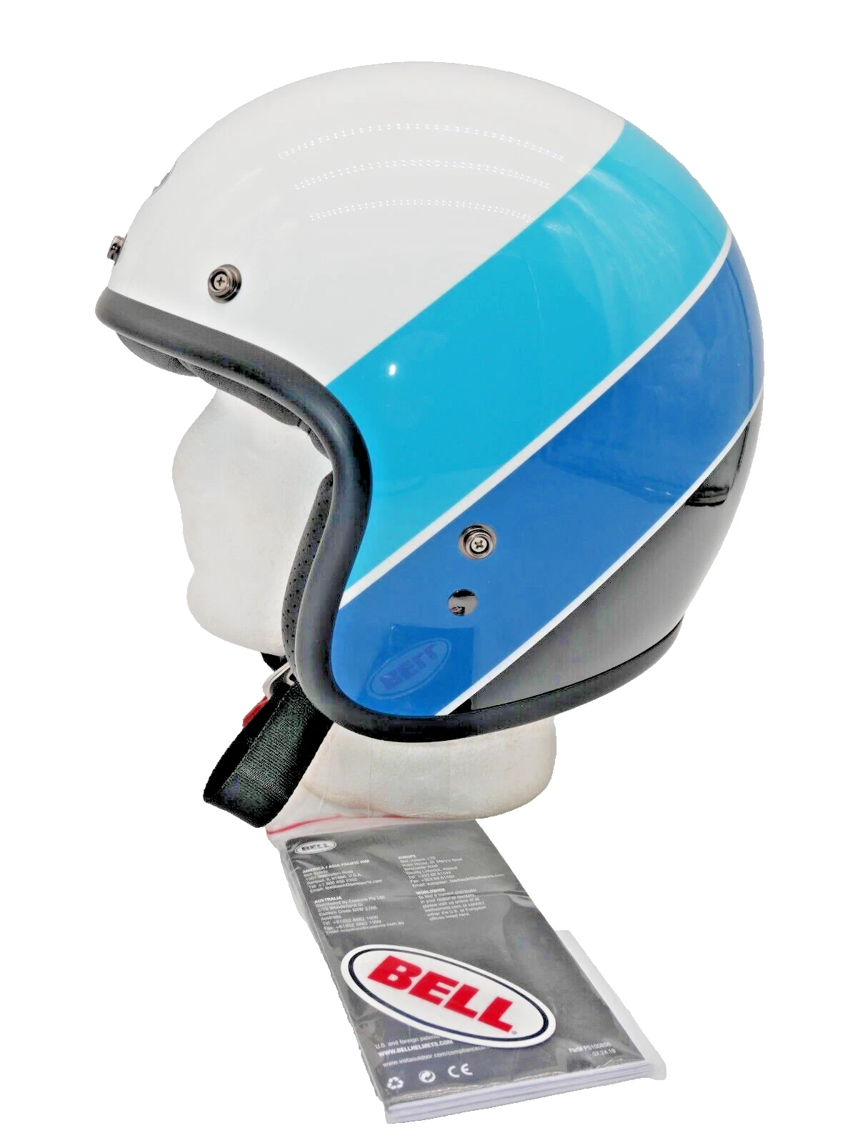 BELL Custom 500 Helmet Riff White/Blue Size Medium - 7136912