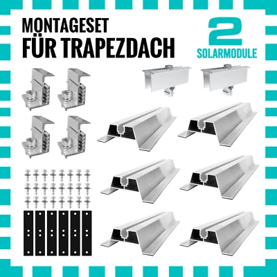FIREND24 PV Halterung Set, x 2 PV Solarmodul Halterung 25-40 Trapezdach Flachdach PV 0%