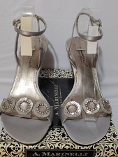 A. Marinelli women evening dressy heels Reina silver US 9.5m