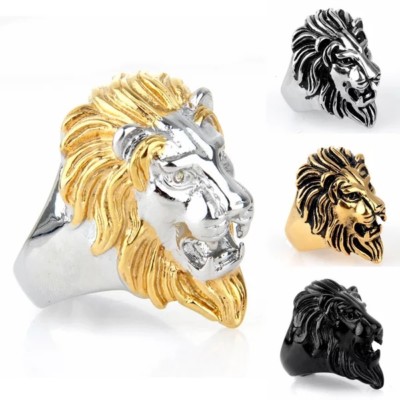 USA Real Men's Gold.Stainless Steel, Wedding Ring,LION.Head.8-15 Gift 