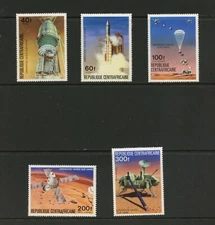 F603  Central Africa 1976  space Mars Viking  5v.     MNH