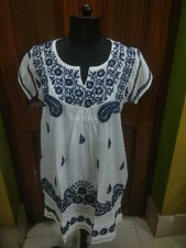 XL 44 BLOUSE 100 COTTON HANDMADE TOP ETHNIC CHIKAN EMBROIDERY KURTA KURTI TUNIC