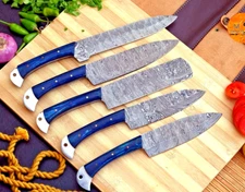 Custom Handmade HAND FORGED DAMASCUS STEEL CHEF KNIFE Set Kitchen Knives-Cutlery